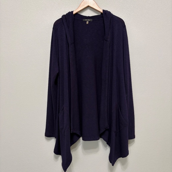 Laila Jayde Navy Hooded Open Duster Cardigan - XL - Picture 2 of 7